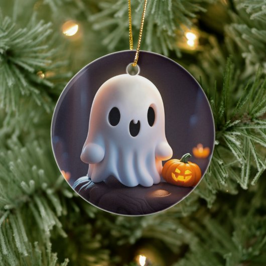 Baby Ghost Creepy Niedlich Halloween Charakter Keramik Ornament (Baum)