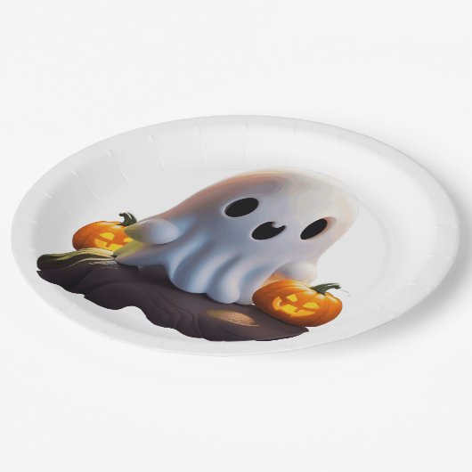 Baby Ghost Creepy Niedlich Halloween Charakter Pappteller (Schrägansicht)