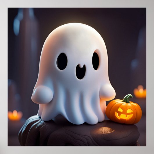 Baby Ghost Creepy Niedlich Halloween Charakter Poster (Vorne)