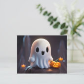 Baby Ghost Creepy Niedlich Halloween Charakter Postkarte (Stehend Vorderseite)