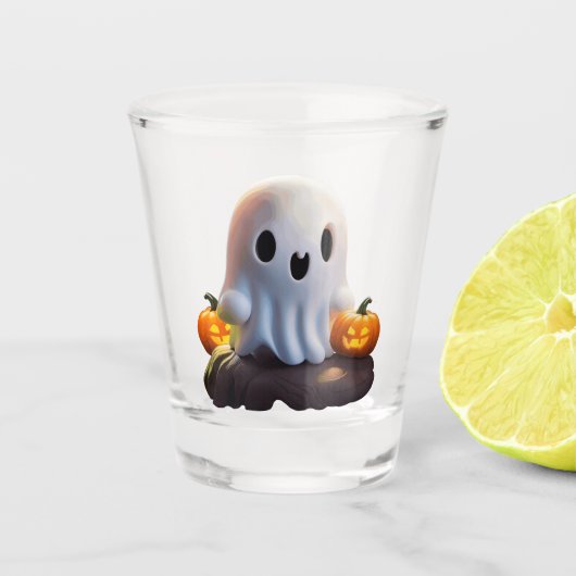 Baby Ghost Creepy Niedlich Halloween Charakter Schnapsglas (Vorderseite)
