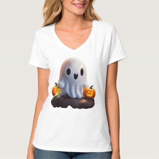 Baby Ghost Creepy Niedlich Halloween Charakter T-Shirt (Vorderseite)