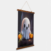 Baby Ghost Creepy Niedlich Halloween Charakter Wandteppich Mit Holzrahmen (Gewinkelt)