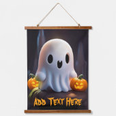 Baby Ghost Creepy Niedlich Halloween Charakter Wandteppich Mit Holzrahmen (Vorderseite)