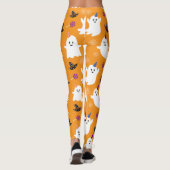Baby Ghost Pattern Orange Halloween-Party Leggings (Rückseite)