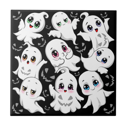 Baby Ghosts Spookoky Niedliche Halloween-Stimmung Fliese (Vorderseite)