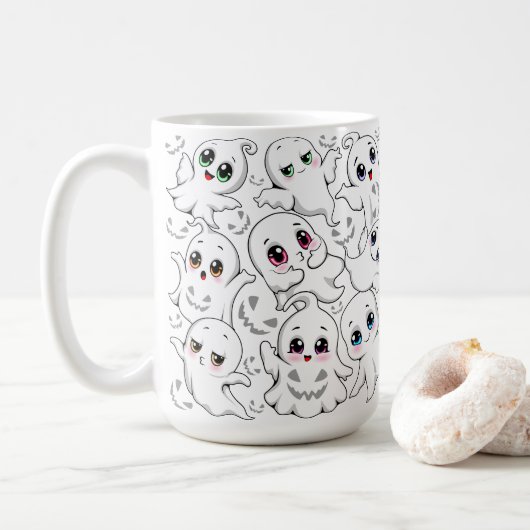 Baby Ghosts Spookoky Niedliche Halloween-Stimmung Kaffeetasse (Mit Donut)