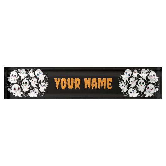 Baby Ghosts Spookoky Niedliche Halloween-Stimmung Namensplakette (Vorderseite)