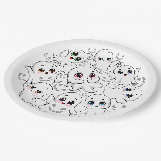 Baby Ghosts Spookoky Niedliche Halloween-Stimmung Pappteller (Schrägansicht)