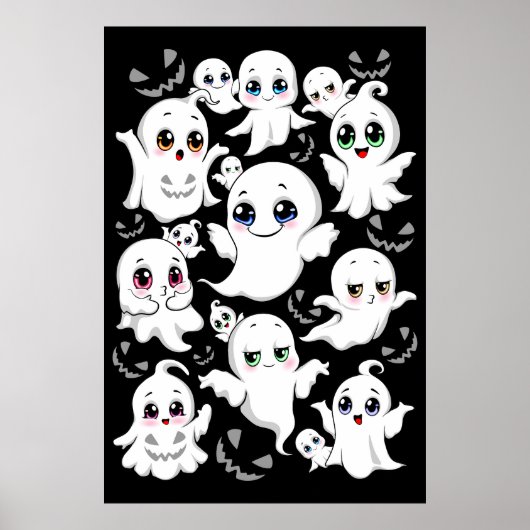 Baby Ghosts Spookoky Niedliche Halloween-Stimmung Poster (Vorne)