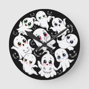 Baby Ghosts Spookoky Niedliche Halloween-Stimmung Runde Wanduhr