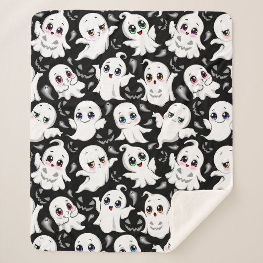 Baby Ghosts Spookoky Niedliche Halloween-Stimmung Sherpadecke (Vorderseite)
