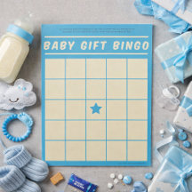 Baby Gift Bingo Baby Showspiel Blue Notepad
