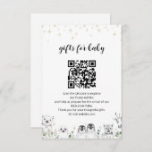 Baby gifts registry winter animals Baby Shower Begleitkarte (Vorne/Hinten)