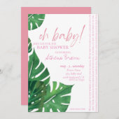 Baby Gir, Script Quote Tropical Floral Baby Shower Einladung (Vorne/Hinten)