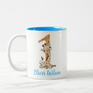 Baby Giraffe 1. Geburtstag 2-Tone-Kaffee Zweifarbige Tasse