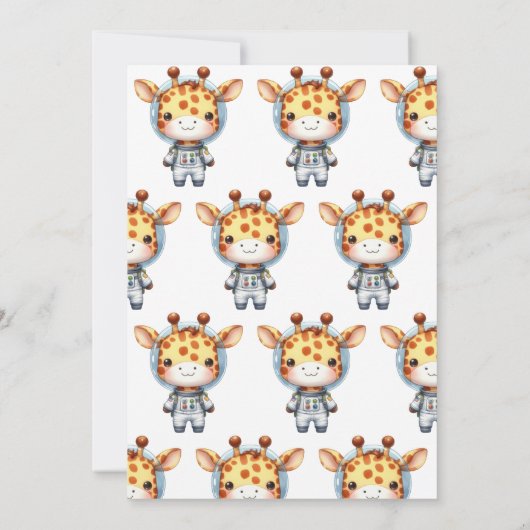Baby Giraffe Astronaut 1. Geburtstag Einladung (Rückseite)