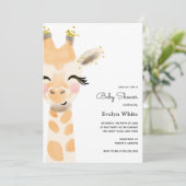 Baby Giraffe Baby Dusche Einladung (Stehend Vorderseite)