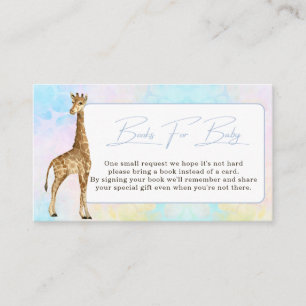 Baby Giraffe Baby Shower Book Request Blue Begleitkarte