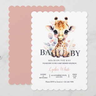 Baby-Giraffe-Baby-Shower-Mädchen-Rosa-Baby-Shower Einladung