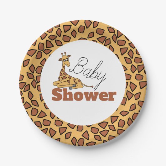 Baby Giraffe, Babydusche Pappteller (Vorderseite)