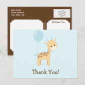 Baby Giraffe, Blau, Jungle Animal Danke Postkarte (Vorne/Hinten)