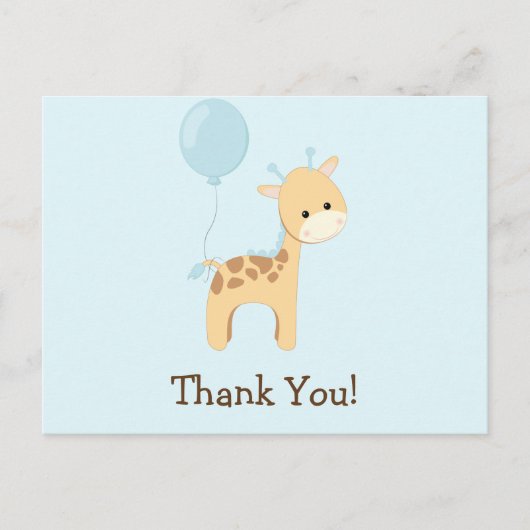 Baby Giraffe, Blau, Jungle Animal Danke Postkarte (Vorderseite)