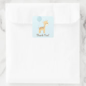 Baby Giraffe, Blau, Jungle Animal Danke Quadratischer Aufkleber (Tasche)