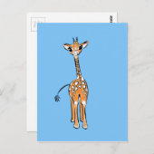 Baby Giraffe - blau Postkarte (Vorne/Hinten)