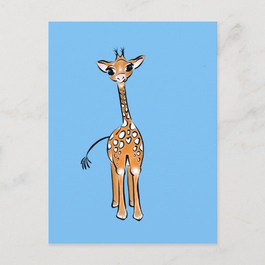 Baby Giraffe - blau Postkarte (Vorderseite)