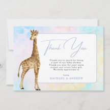 Baby Giraffe Blue Baby Dusche Danke Karte