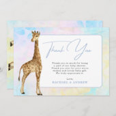 Baby Giraffe Blue Baby Dusche Danke Karte (Vorne/Hinten)