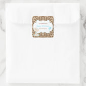 Baby Giraffe Blue Dusche Buchzeichen Quadratischer Aufkleber (Tasche)