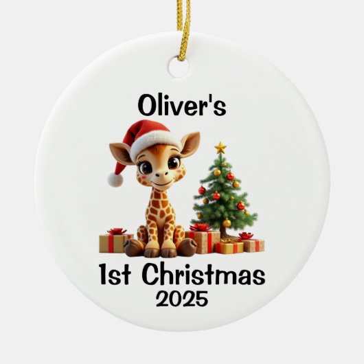 Baby Giraffe Christmas Keramik Ornament (Vorne)