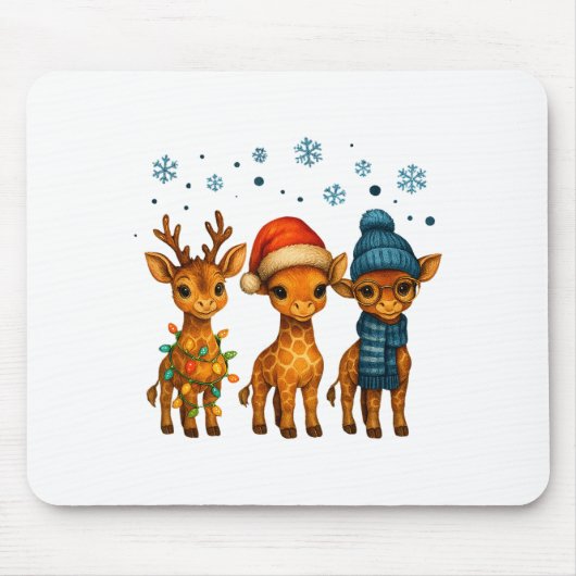 Baby Giraffe Christmas Lights Santa Hat Reindeer W Mousepad (Vorne)