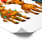 Baby Giraffe Christmas Lights Santa Hat Reindeer W Poster (Ecke)