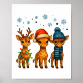 Baby Giraffe Christmas Lights Santa Hat Reindeer W Poster (Vorne)