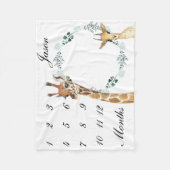 Baby Giraffe Deer Säugling Milestone Wasserfarbe Fleecedecke (Vorderseite)