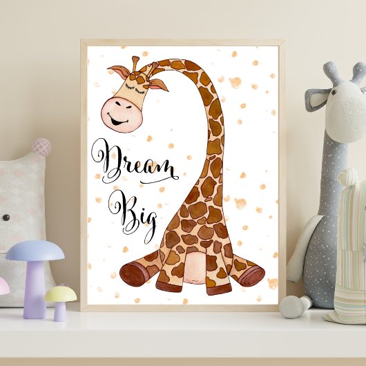 Baby Giraffe Dream Big Kinderzimmer Wall Art Deco  Poster