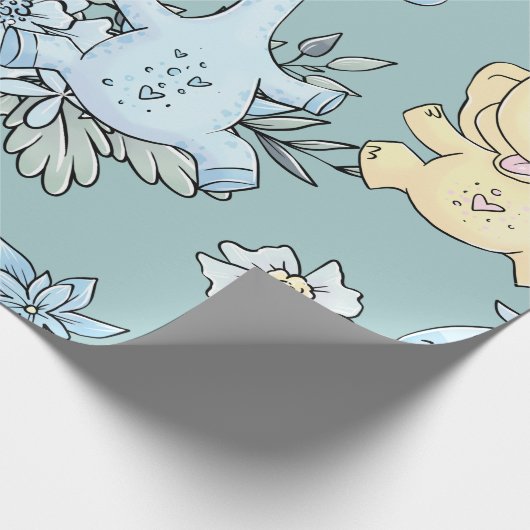 Baby Giraffe & Elephant Geschenkpapier (Ecke)