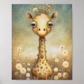 Baby Giraffe Floral African | Giraffenmauer Poster (Vorne)