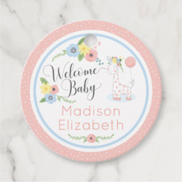 Baby Giraffe Floral Calf Begrüßungs Baby Dusche Pa Geschenkanhänger