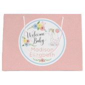 Baby Giraffe Floral Calf Begrüßungsbaby Custom Große Geschenktüte (Vorderseite)