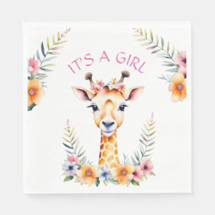 Baby Giraffe Floral, es ist ein Mädchen Babydusc Serviette
