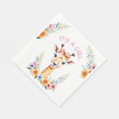 Baby Giraffe Floral, es ist ein Mädchen | Babydusc Serviette (Ecke)