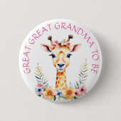 Baby Giraffe Floral, Oma zu sein | Babydusche Button (Vorderseite)