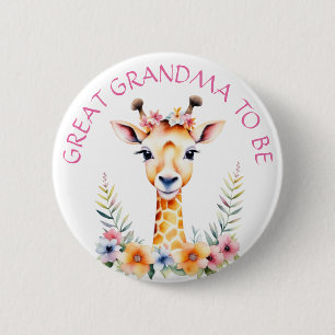 Baby Giraffe Floral, Oma zu sein Babydusche Button