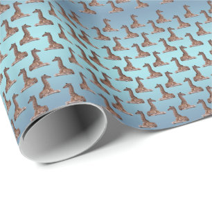 Baby Giraffe Frenzy Wrapping Paper (Sky Blue Mix) Geschenkpapier