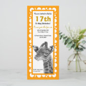 Baby Giraffe Geburtstag Retro Circles Einladung (Stehend Vorderseite)