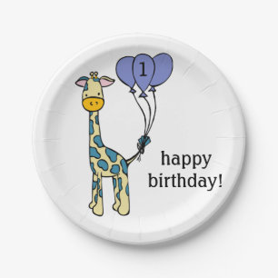 Baby Giraffe - Geburtstags-Teller - Anpassung Pappteller